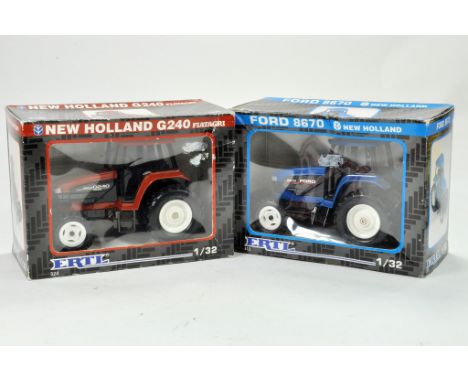 Ertl  1/32 Farm duo comprising Ford 8670 Tractor plus New Holland G240. Excellent in boxes.