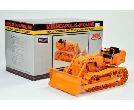 Spec Cast 1/16 Minneapolis Moline Crawler Two Star Tractor with Blade. Has been on display but appears excellent with origina