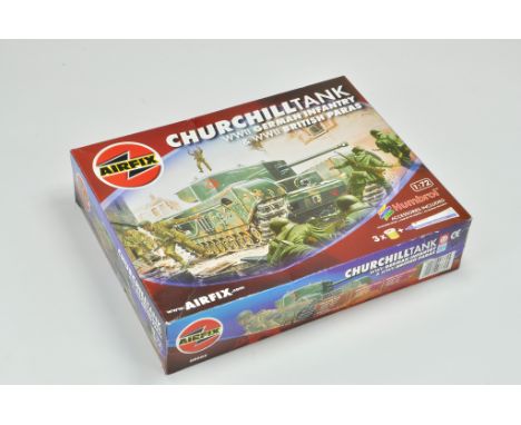 Airfix Plastic Model Kit comprising Churchill Tank with Figures. Certified Complete. Ex trade stock