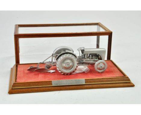 Promotional Pewter Ferguson TE20 Tractor with Plough within Display Case. Appears excellent.