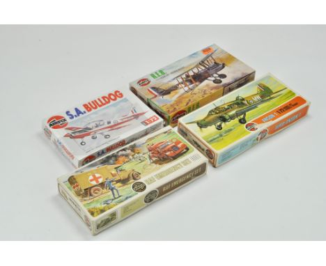 Airfix Plastic Model Kit x 4 comprising SA Bulldog, RE8, Anson and RAF Emergency Set. Certified Complete. Ex trade stock