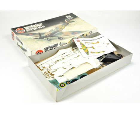 Airfix 1/24 plastic model kit comprising Spitfire MK1a Series 12. Inspection of contents suggests kit is complete. 
