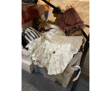 A large collection of Porcelain - Ceramic Dolls from various makers, 22 Boxed examples plus a large box of unboxed issues. Ge