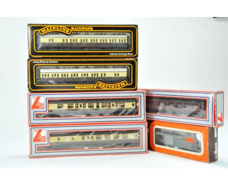 A group of six various 00 Gauge Model Railway issues comprising of Mainline and Lima coaches.  Appears good. Some boxes have 