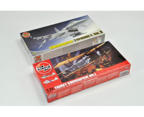 Airfix Plastic Model Kit duo comprising Eurofighter plus Fairey Swordfish. Certified Complete. Ex trade stock