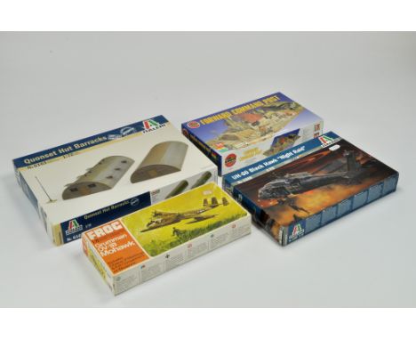 Four Plastic Model Kits comprising Airfix Forward Command Post, Italeri and Frog issues. Certified complete. Ex Trade Stock.