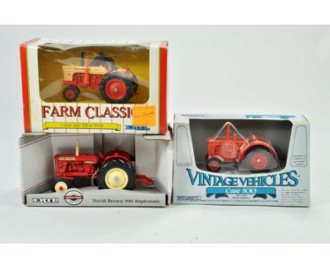 Ertl 1/32 David Brown 990 Tractor plus duo of 1/43 vintage tractor issues. Excellent with boxes.