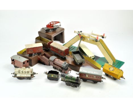 An assortment of Vintage Model Railway comprising various 0 Gauge items inclusive of a duo of locomotives, rolling stock and 