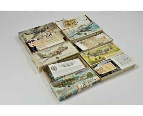 Airfix Plastic Model Kits comprising Blohm and Voss, Mosquito, Douglas Boston, Spitfire and Avro Anson. All appear complete, 
