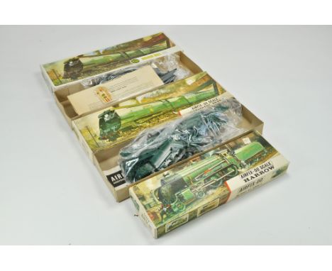 Airfix Plastic Model Kits comprising trio of railway Locomotives. All appear complete, as shown. Harrow is taped sealed. 