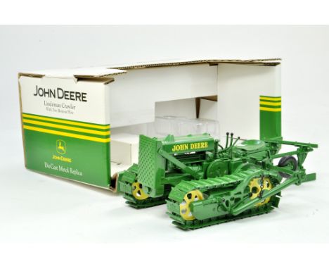 Ertl 1/16 John Deere Lindeman Crawler Tractor with Two Bottom Plough. Has been on display but appears Excellent with original
