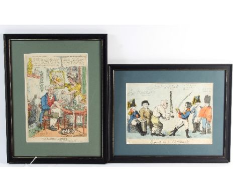 After Charles Williams (1797-1830)/The Father's Darling/hand coloured engraving, 32cm x 23cm/and another satirical print 'Pre