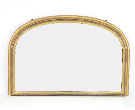 A Victorian arch top overmantel mirror with moulded frame, the plate 63cm x 99cm