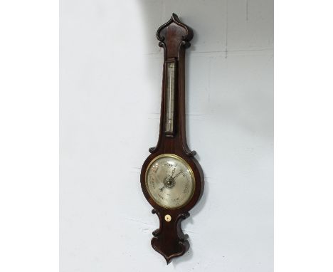 A Victorian rosewood barometer and thermometer by Brahm, Bath, 98cm long