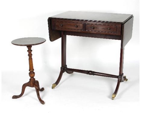 A Regency style sofa table, 76cm wide and a tripod table