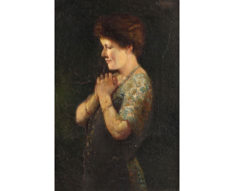 Harry Jonas (British 1893-1990)/Portrait of a Lady/half length/oil on canvas, 75cm x 50cm   Condition Report:  Artist's resal