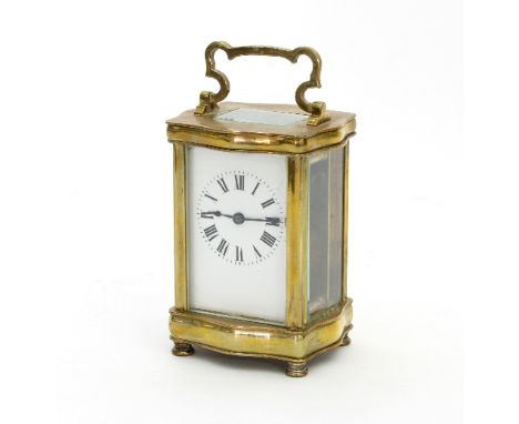 A gilt brass eight-day carriage clock, 16cm high