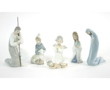A Lladro porcelain nativity set of six figures, the largest Joseph, 20cm high