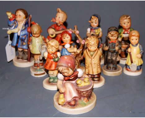 Eleven various Hummel figures, to include; Feeding Time and Little Gardener    Condition Report / Extra Information  Chimney 