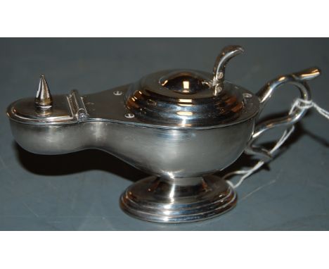 A mid-20th century Dunhill silver plated table cigarette lighter, in the form of 'Aladdin's Lamp', Dunhill mark verso, Made i
