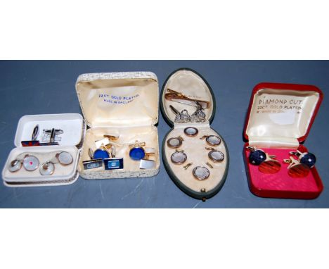 A set of early 20th century gentleman's dress studs in fitted case for GW Kylie & Co of Belfast, together with various other 