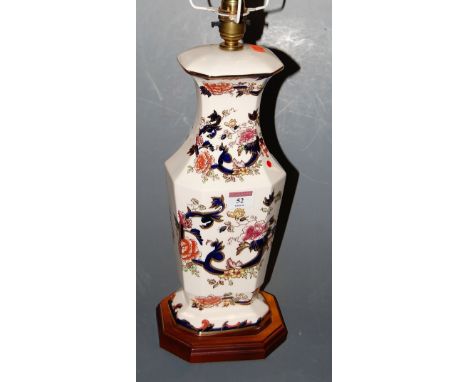 A Masons ironstone table lamp, h.37cm (excluding fittings)