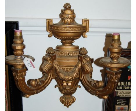 A gilt composition two branch wall light, in the Adam style 