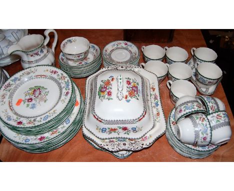 A Spode Chinese rose pattern part dinner and tea service