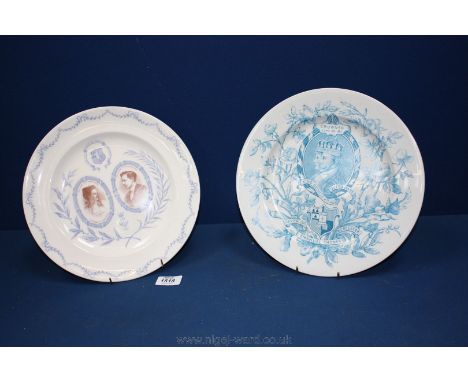 Two Royal Worcester commemorative cabinet Plates - one dated 1896 celebrating the Mayor and Mayoress of Worcester, Lady Mary 