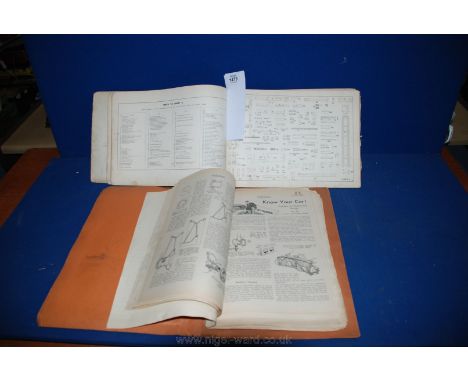 A quantity of cuttings taken from Autocar, catalogued in 1930's on car maintenance and vintage Linotype (printer) parts Manua