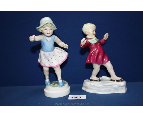 Two Royal Worcester figures of January and Sundays child.