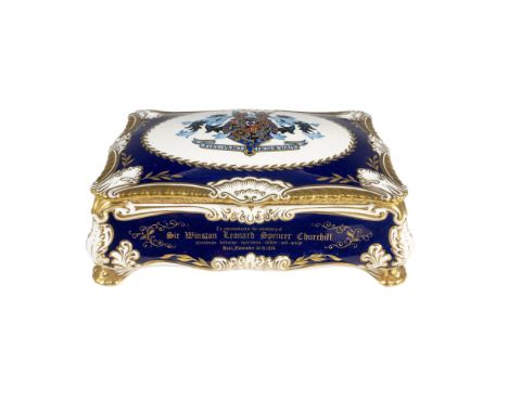 Limited edition, 56 of 500, covered tobacciana box commemorating the centenary of Sir Winston Leonard Spencer Churchill. high