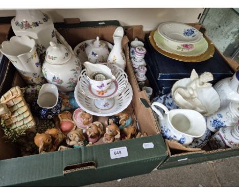 Two boxes of ceramics inc. Aynsley, Coalport and Pendelfin