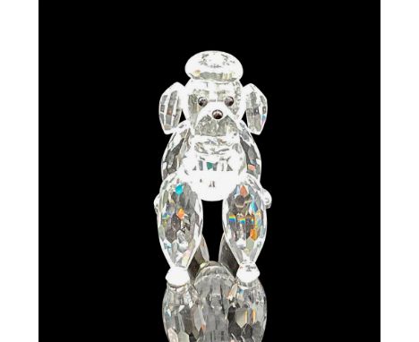 Clear crystal body with jet crystal eyes and nose, round faceted tail bob. Swarovski backstamp. 7619 000 003. This item has i