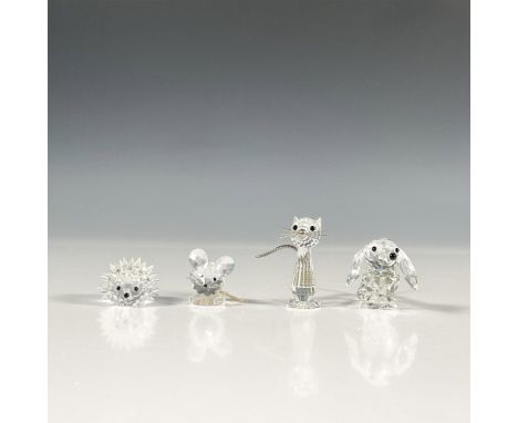 Includes a cat with silver metal flexible tail and whiskers, a hedgehog, a small mouse with a tail made of foil coated leathe