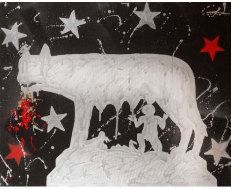 Enamel on canvas, signed on the back Franco Angeli, H cm 80x100 Painting accompained by authentication of Studio Soligo