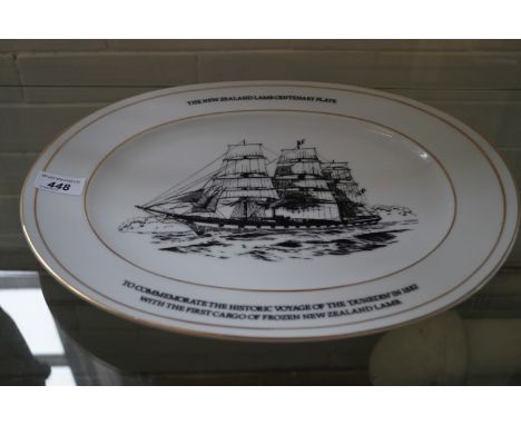 A New Zealand lamb limited edition meat plate to commemorate the historic voyage of Dunedin in 1882 with the first cargo of f