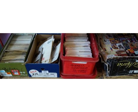 Approx 2000 assorted postcards and stamps, to include a collection of applied continental stamps, loose stamps, postcard scen