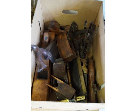 A small quantity of vintage tools to include a Long & Hawksler saw, vintage planes, etc