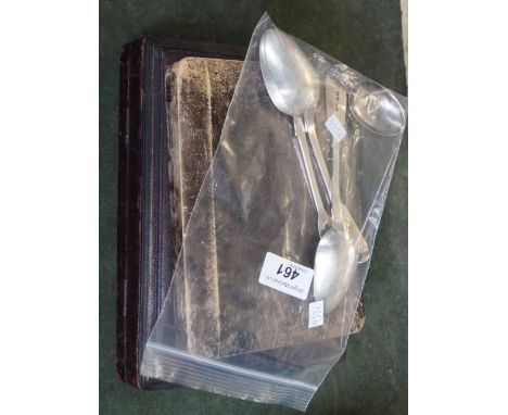Three assorted London hallmarked silver tablespoons, a Victorian hallmarked silver caddy spoon, together with a set of six ha
