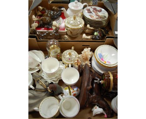 Three boxes of miscellaneous items to include; Melba Shire horse, Coopercraft Shire horse, collectors plates etc 