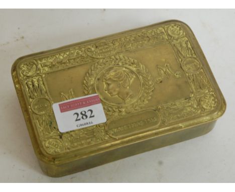 A Queen Mary Christmas Gift tin and contents to include pocket compass