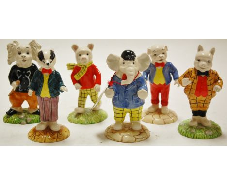 Six various Royal Doulton Rupert Classics figures to include Edward Trunk, Ping Pong, Bill Badger, Rupert Bear, Podgy Pig, an