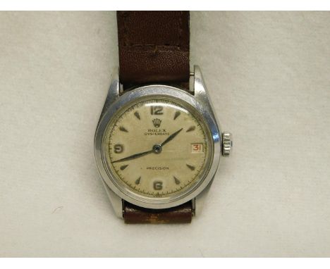 Vintage Rolex Oysterdate Precision watch with inscription on back - Presented to Senr Supt E K Cowen by officers &amp; person