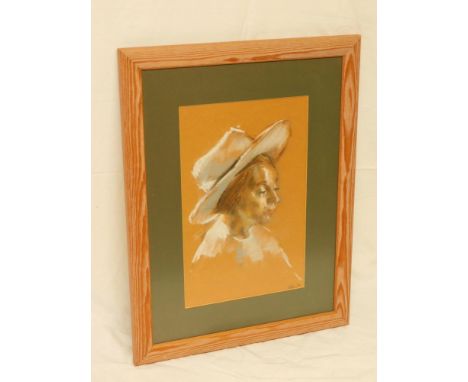 Framed pastel drawing by portrait artist Harold Riley (b.1934) who was a friend & pupil of L.S.Lowry (1887-1976)-size 51½cm x