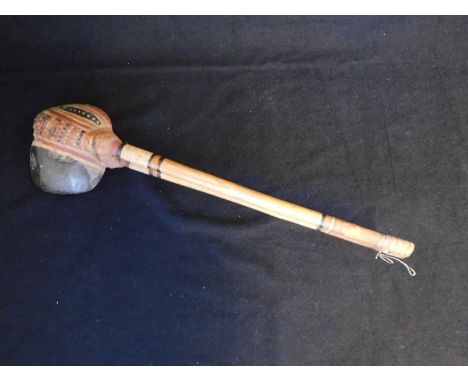 Aboriginal hafted stone headed axe with original paint decoration-length 52cm (20½") 