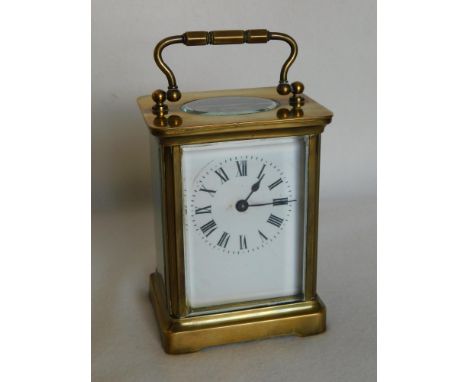 Brass carriage clock timepiece with key -height (not including handle) 11cm (4¼")