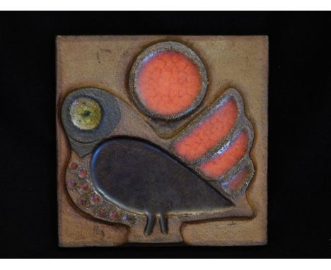 1960's Original stoneware bird wall plaque / tile #3574-3 by Noomi Backhausen (1938-2011) from Søholm Stentoj on the island o