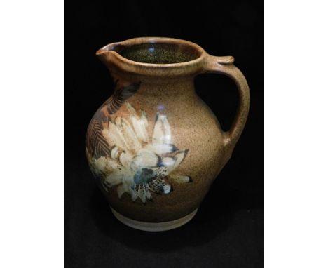 Studio pottery jug / pitcher by David Eeles (1933-2015) -woodfired in a 3 chambered climbing kiln to 1250°C -height 24cm (9½"