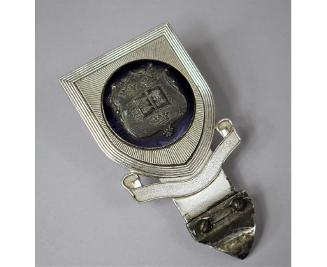 A Mid 20th Century Enamel and Chrome Car Badge, Decorated with the Shield for Oxford University, 15cm high 